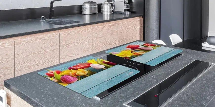 Gas & Electric Cook Top Cover - Tulips | Stove Top Cover | Burner Cover - Festive Fit Home