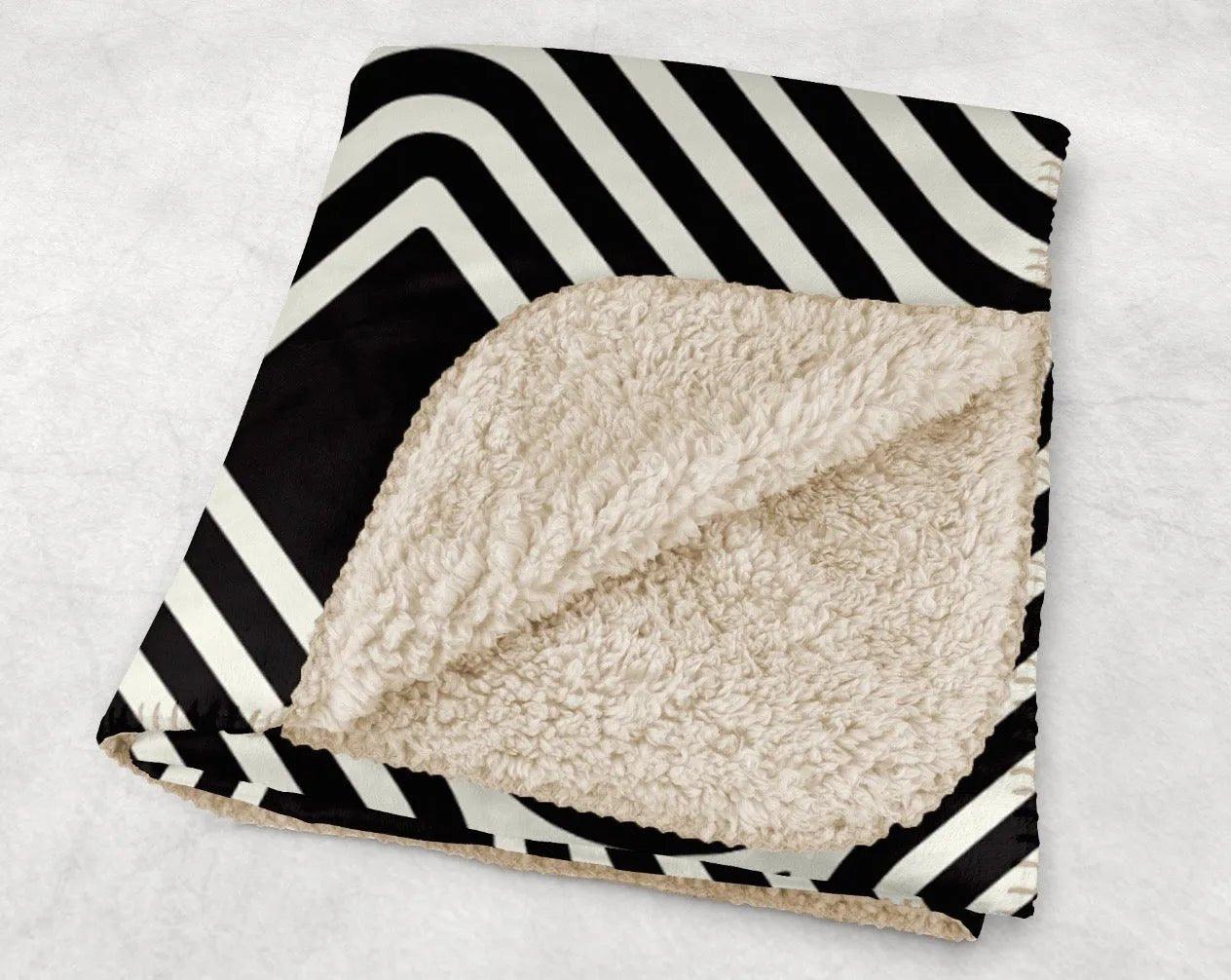 Geometric Black Squares Sherpa Blanket - 60" x 80" - Festive Fit Home