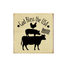 God Bless the USA - Farmhouse Animals Wood Sign - 7"x7" - Festive Fit Home