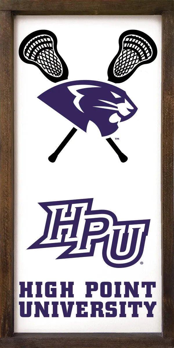 High Point University - Panthers Lacrosse - Framed Wood Sign - 12"x24" - Festive Fit Home