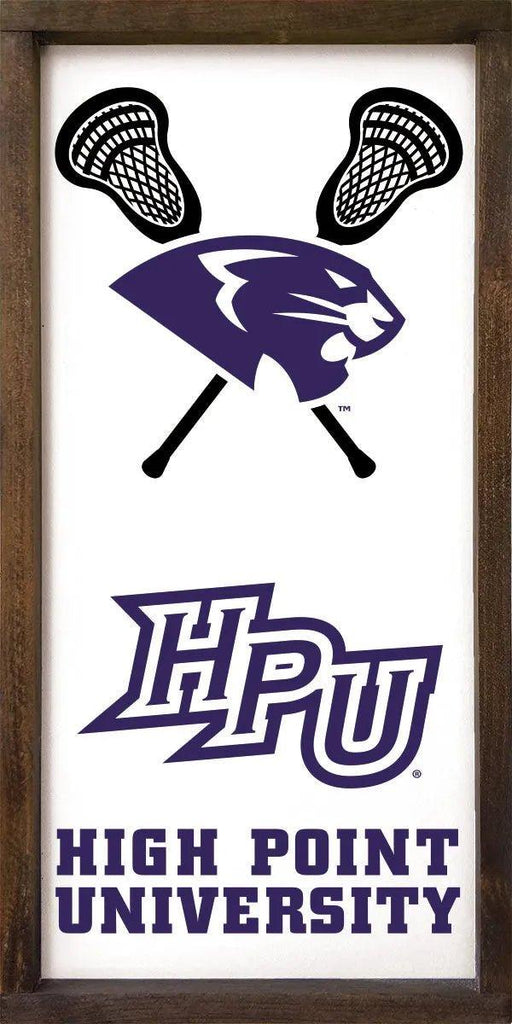 High Point University - Panthers Lacrosse - Framed Wood Sign - 12"x24" - Festive Fit Home