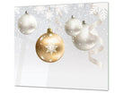 Holiday Charcuterie Board & Serving Tray - White & Gold Ornaments Christmas Serving Platter - Festive Fit Home