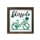 St Patrick's Day Wood Sign - Blessed_Clover Bicycle - 12"x12" - Festive Fit Home