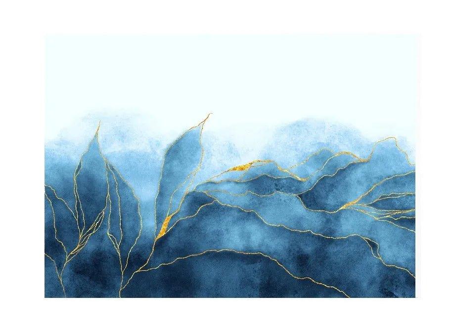 Stove Cover - Modern Blue Leaves | Gas & Induction Cook Top Cover | Burner Cover - Festive Fit Home