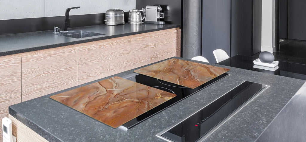 Stove Top Cover - Amber Marble Style | Gas and Electric Cook Top Cover | Charcuterie Board - Festive Fit Home