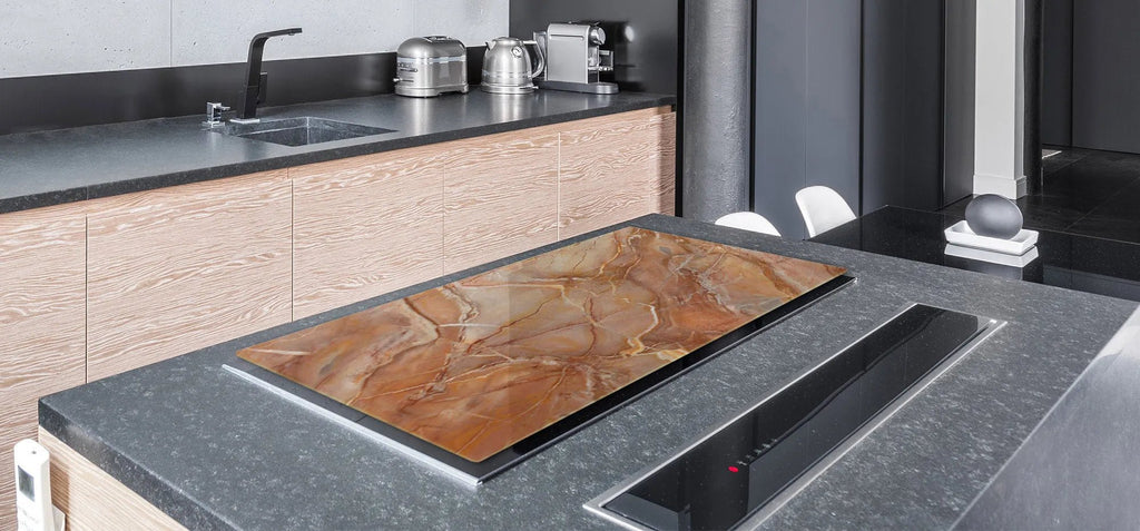 Stove Top Cover - Amber Marble Style | Gas and Electric Cook Top Cover | Charcuterie Board - Festive Fit Home