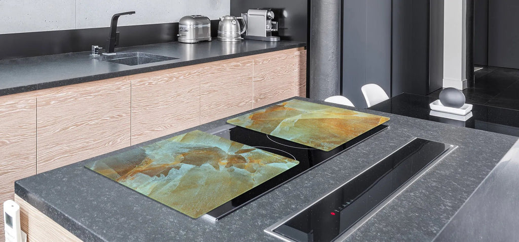Stove Top Cover - Amber & Turquoise | Gas and Electric Cook Top Cover | Noodle Board - Festive Fit Home