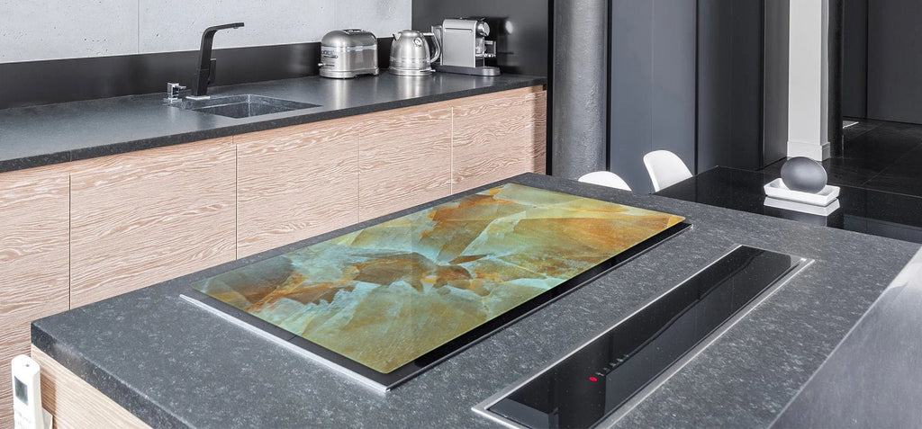 Stove Top Cover - Amber & Turquoise | Gas and Electric Cook Top Cover | Noodle Board - Festive Fit Home