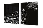 Stove Top Cover - Black & White Floral Scroll | Noodle Board | Cook Top Cover - Festive Fit Home