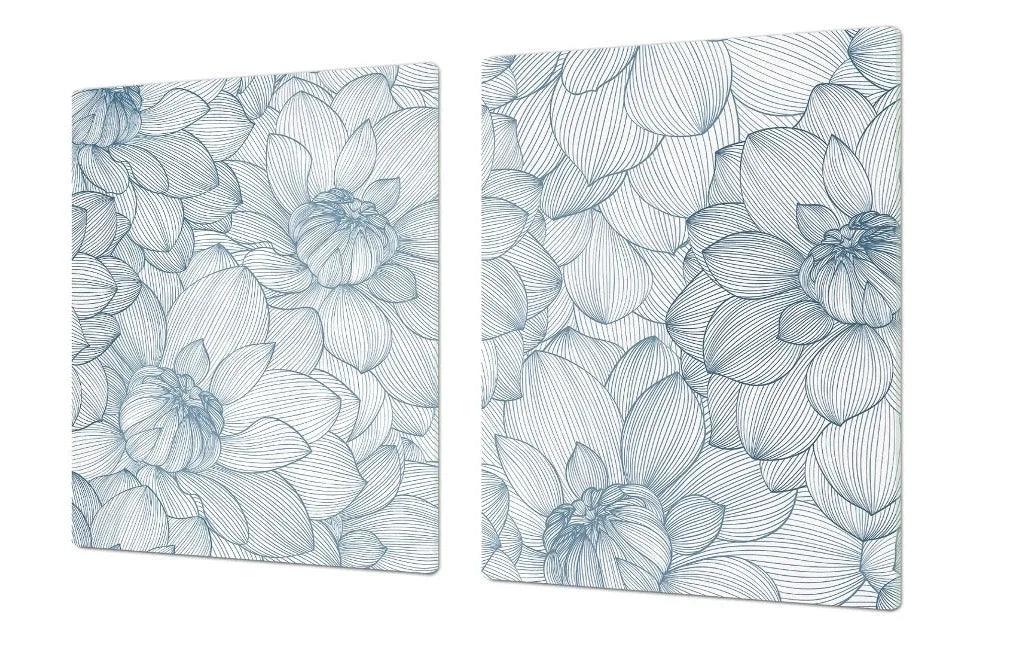 Stove Top Cover - Blue Flowers | Gas & Electric Cook Top Cover | Noodle Board - Festive Fit Home