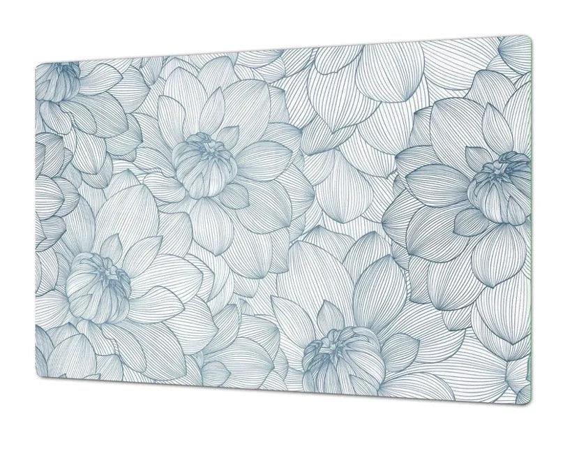 Stove Top Cover - Blue Flowers | Gas & Electric Cook Top Cover | Noodle Board - Festive Fit Home