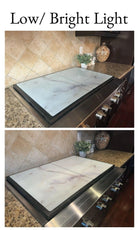 Stove Top Cover - Cool White Marble Glass | Gas & Electric Cook Top Cover - Festive Fit Home
