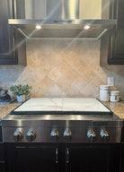 Stove Top Cover - Cool White Marble Glass | Gas & Electric Cook Top Cover - Festive Fit Home