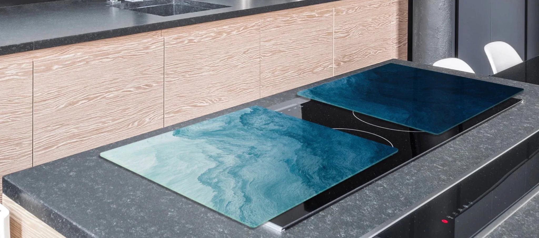 Stove Top Cover - Deep Blue Sea | Gas and Electric Cook Top Cover | Noodle Board | Charcuterie Board - Festive Fit Home