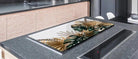 Stove Top Cover Gold & Green Palms | Gas & Electric Burner Cover | Noodle Board - Festive Fit Home