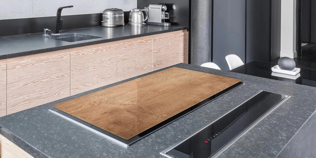 Stove Top Cover - Light Wood Grain | Gas & Electric Cook Top Cover - Festive Fit Home