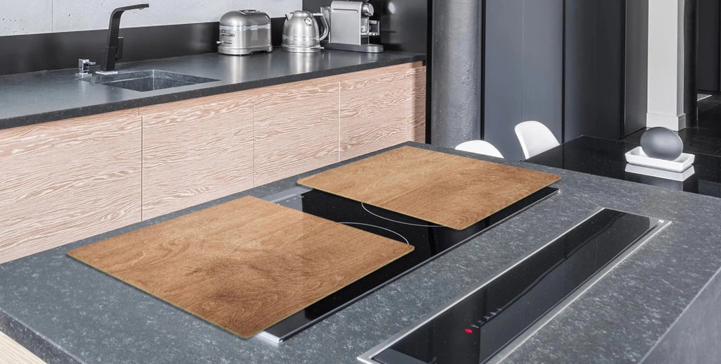 Stove Top Cover - Light Wood Grain | Gas & Electric Cook Top Cover - Festive Fit Home