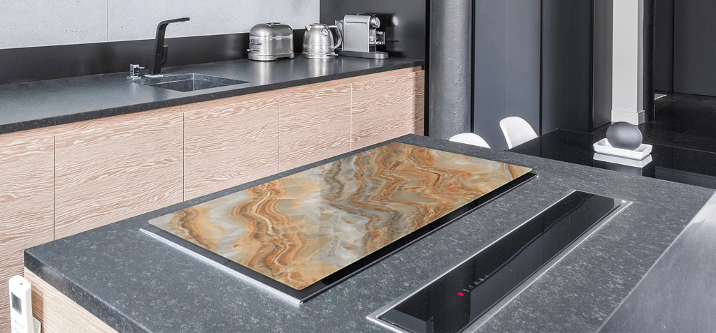 Stove Top Cover - Orange Marble Style | Gas & Electric Cook Top Cover | Burner Cover - Festive Fit Home