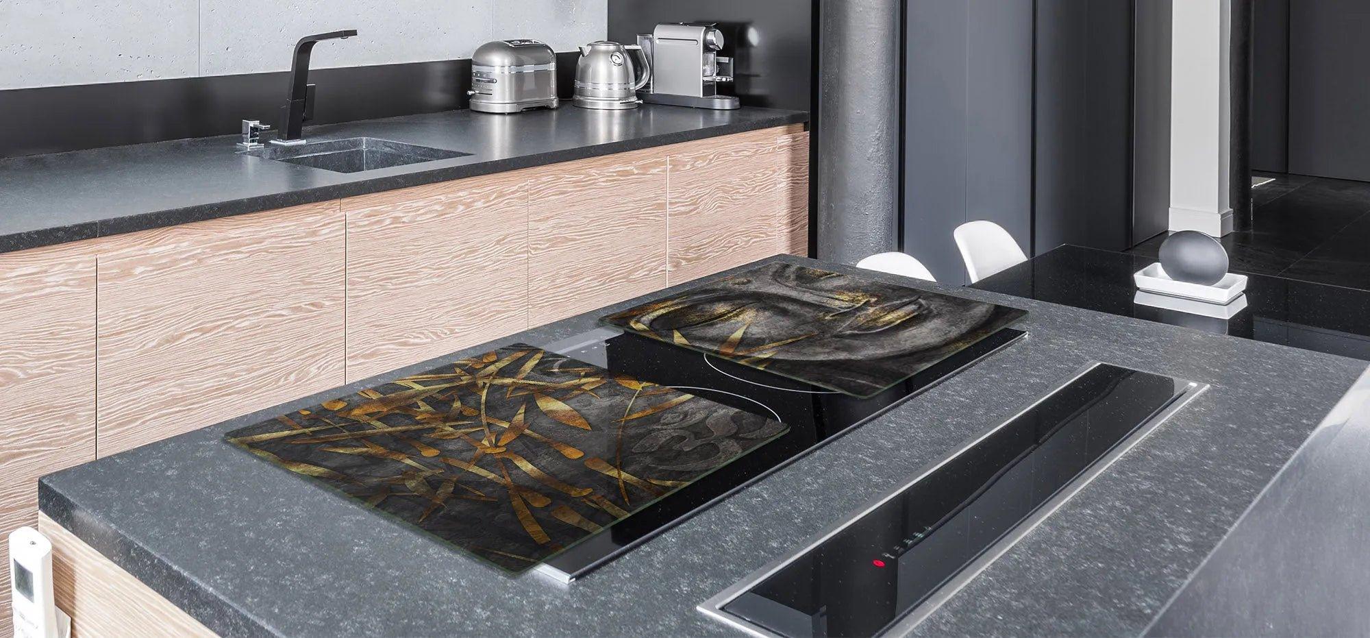 Stove Top Cover - Pewter Buddha | Gas and Electric Cook Top Cover | Noodle Board - Festive Fit Home