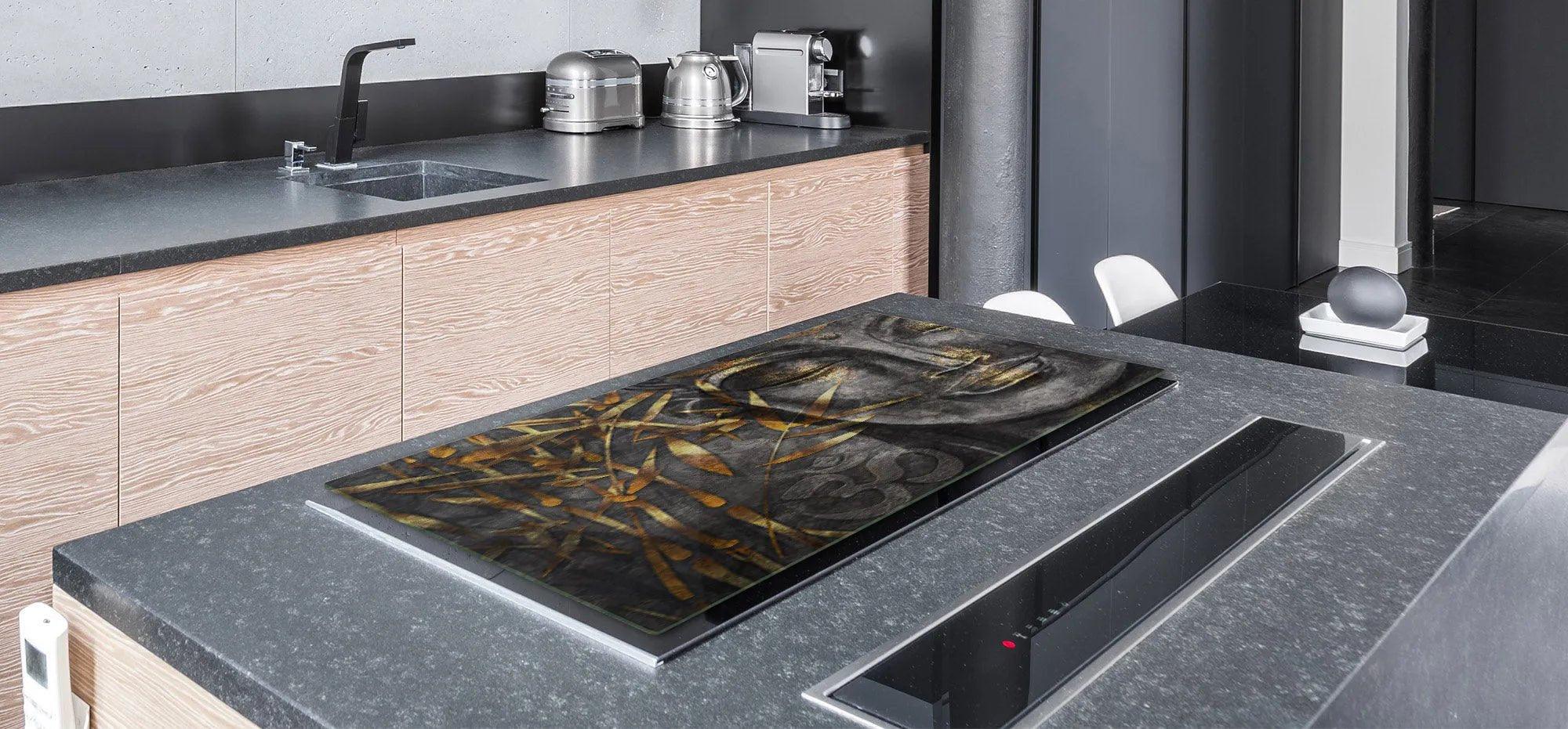 Stove Top Cover - Pewter Buddha | Gas and Electric Cook Top Cover | Noodle Board - Festive Fit Home