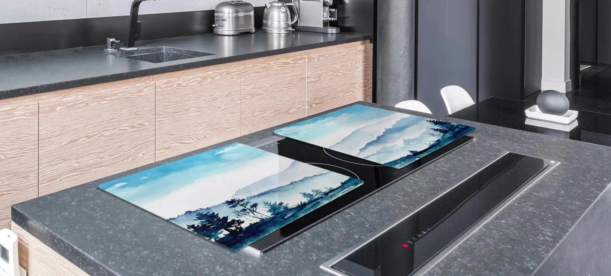 Stove Top Cover - Snowy Mountains | Gas & Induction Cook Top Cover | Noodle Board - Festive Fit Home