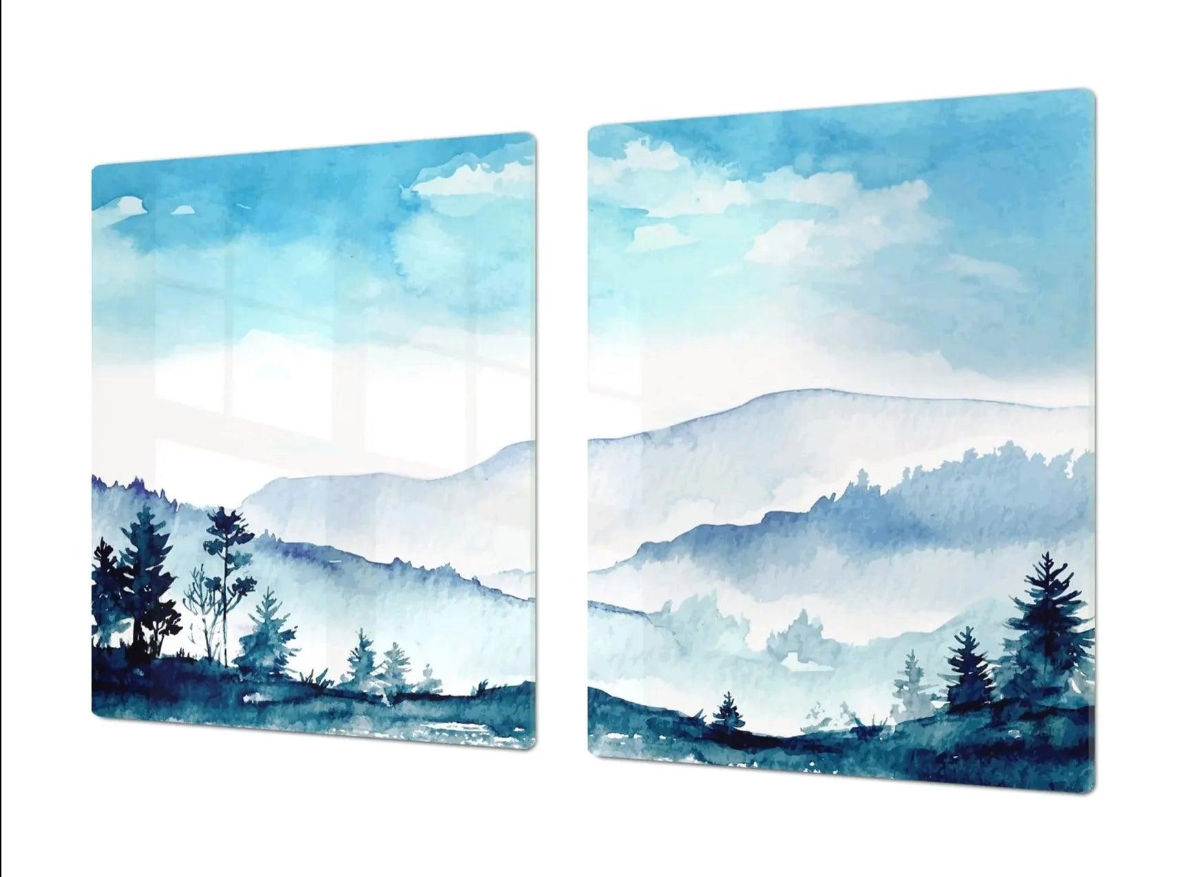 Stove Top Cover - Snowy Mountains | Gas & Induction Cook Top Cover | Noodle Board - Festive Fit Home