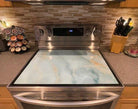 Stove Top Cover - Turquoise Marble Glass | Gas & Electric Cook Top Cover - Festive Fit Home