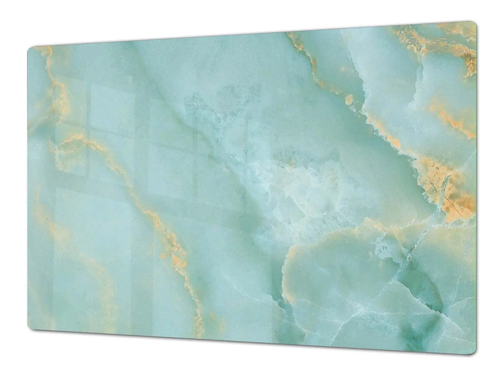 Stove Top Cover - Turquoise Marble Glass | Gas & Electric Cook Top Cover - Festive Fit Home