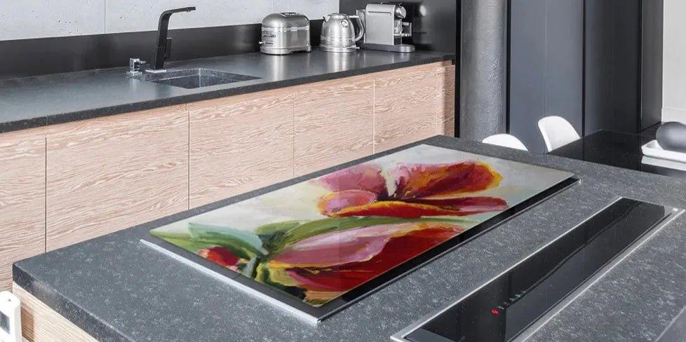 Stove Top Cover - Vibrant Flowers | Gas and Electric Cooktop Cover | Noodle Board - Festive Fit Home