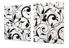 Stove Top Cover - White and Black Scroll | Gas & Induction Cook Top Cover | Noodle Board - Festive Fit Home