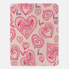 Valentine's Blanket with Hearts - Pink Doodle - 60"x80" - Festive Fit Home