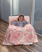 Valentine's Blanket with Hearts - Pink Doodle - 60"x80" - Festive Fit Home