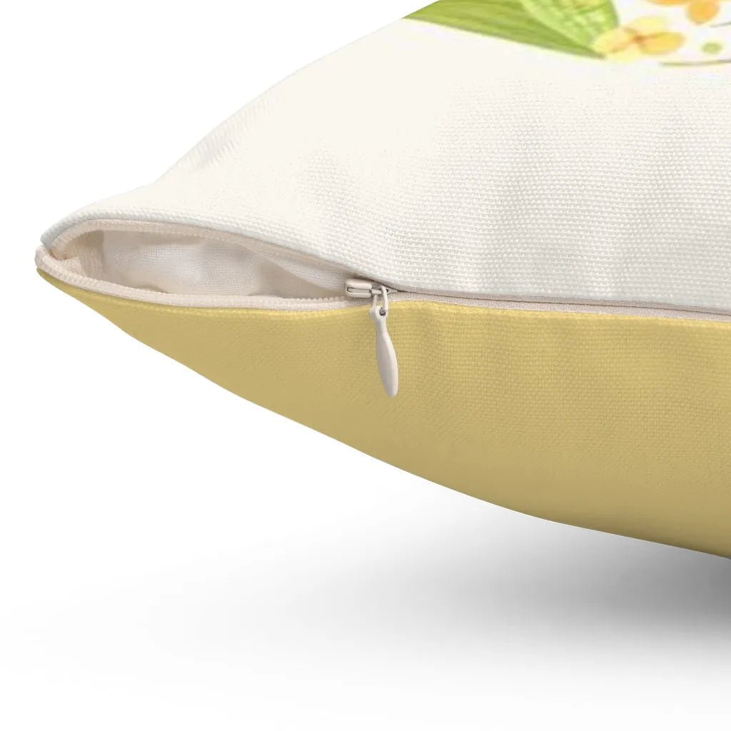 Yellow Floral Easter Egg Throw Pillow Cover - Festive Fit Home