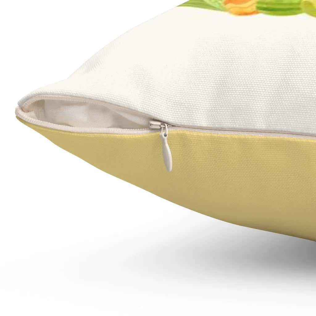 Yellow Floral "Happy Easter" Throw Pillow Cover - Festive Fit Home
