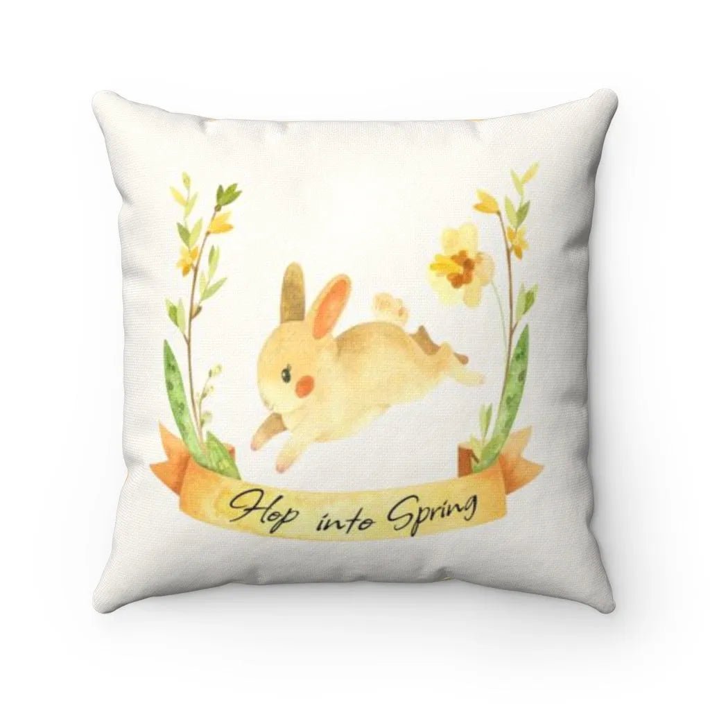 Yellow Floral Hop Into Spring Throw Pillow Cover - Festive Fit Home