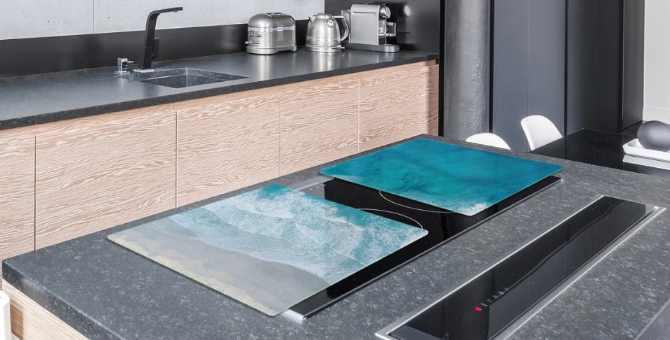 Stove Top Cover - Sea Foam Beach | Gas and Induction Cooktop Cover |  Charcuterie Board