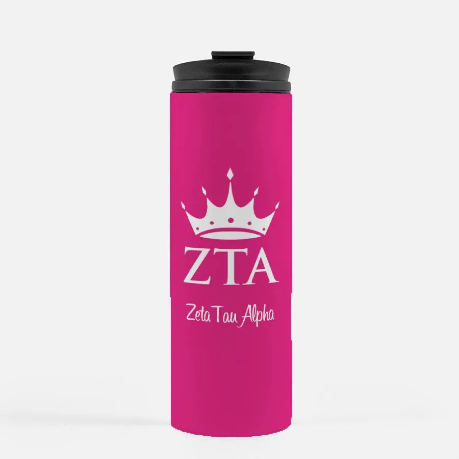 Zeta Tau Alpha Pink Thermal Tumbler 16 oz. | Travel | Water Bottle | Festive Fit Home