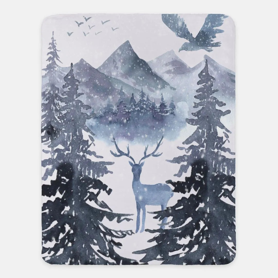 Snowy Forest Sherpa Blanket - 60