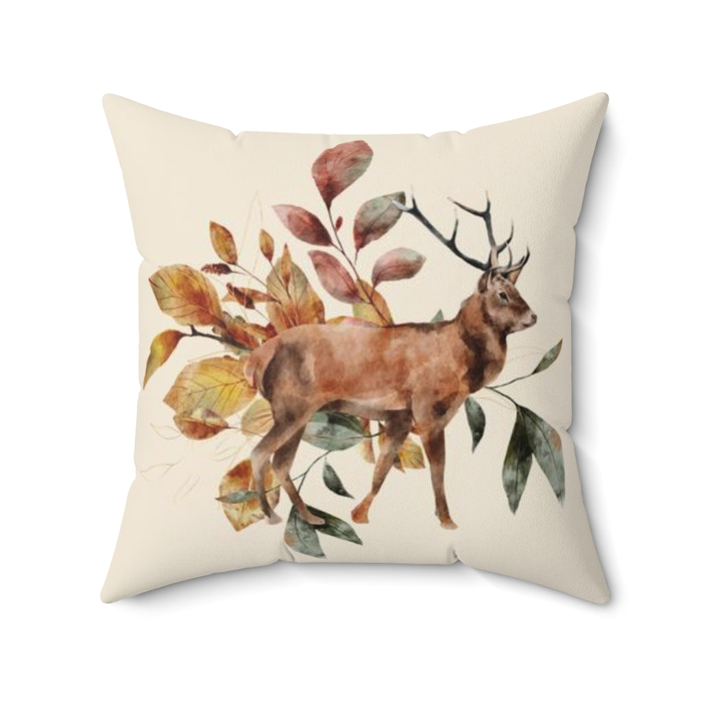 Fall Deer and Autumn Branches Throw Pillow Cover