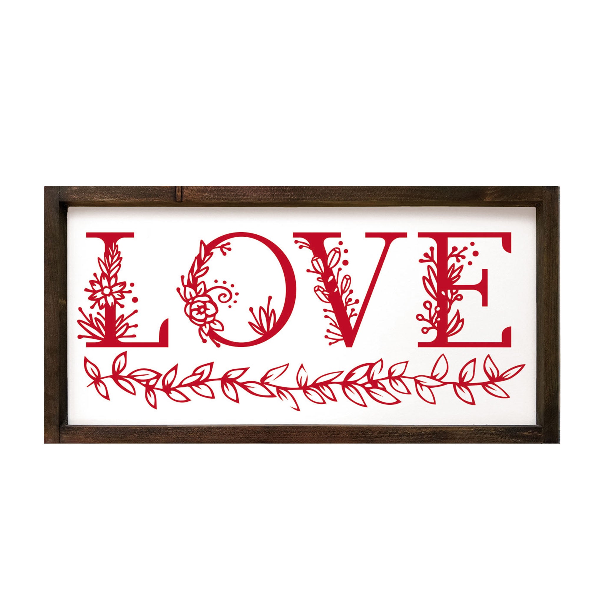 LOVE - Floral - Large Framed Wood Sign - 12