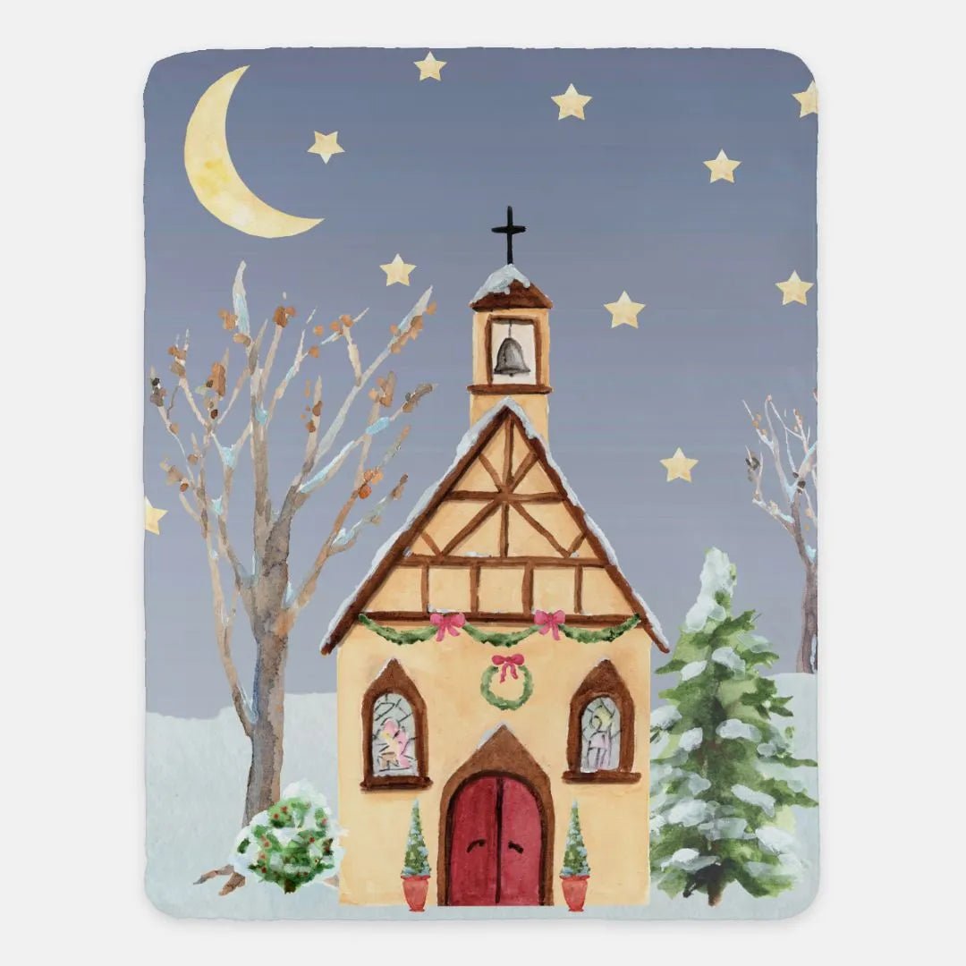 Christmas Church Sherpa Throw Blanket - 60