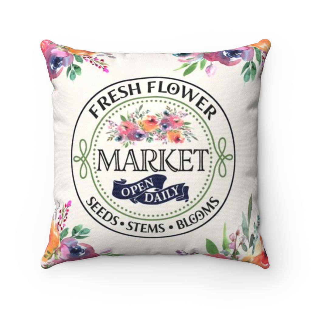 Fresh Flower Market Throw Pillow Cover