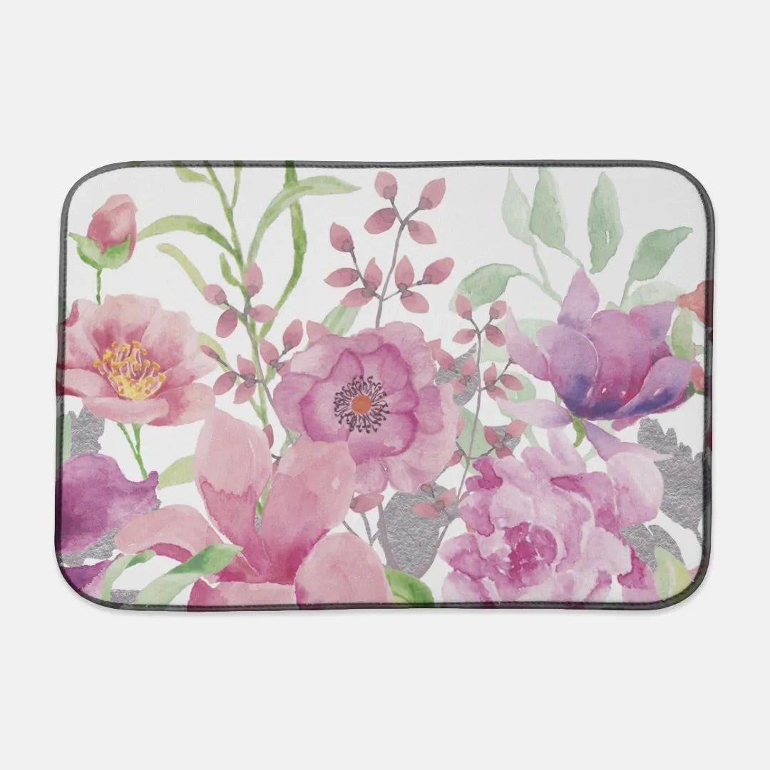 Pink Floral Dish Drying Mat - Festive Fit Home