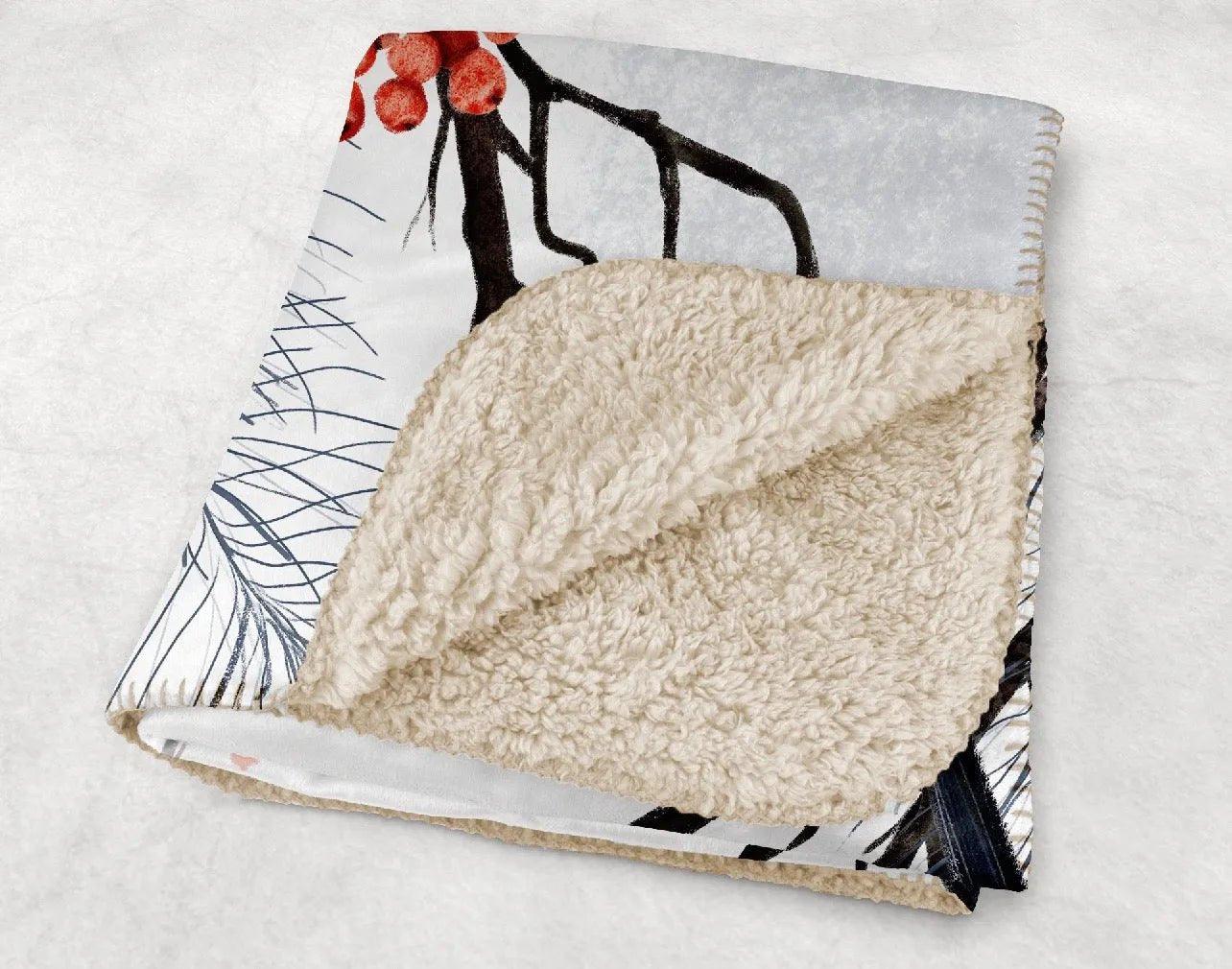 Sherpa Throw Blanket - Winter Bird - 60" x 80" - Festive Fit Home