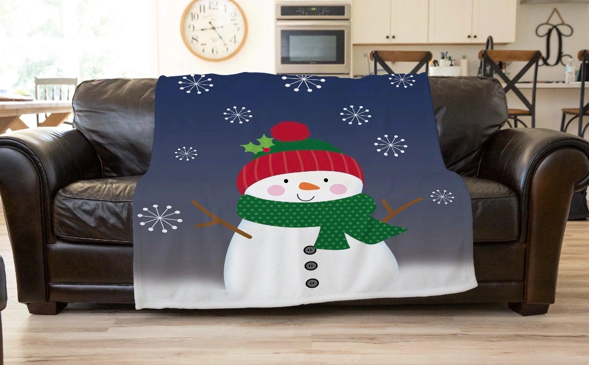 Winter Snowman Sherpa Blanket - 60"x80" - Festive Fit Home